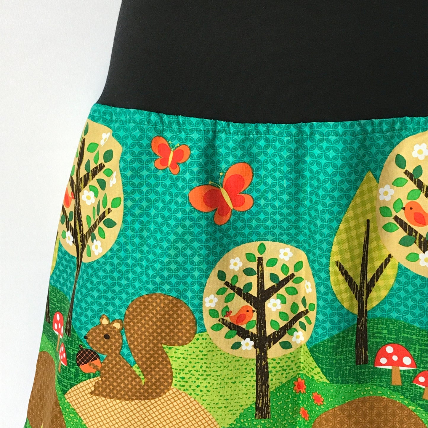 Ladies A Line Skirt - sizes 8 - 24 retro woodland, forrest, squirrel