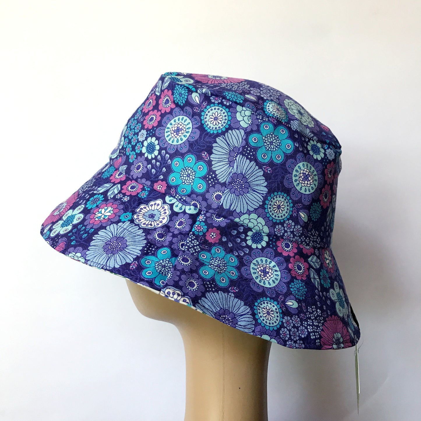 Blue Floral Reversible Bucket Hat