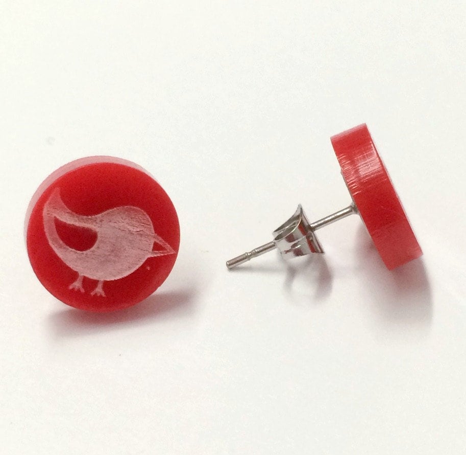 Birds - Laser Cut Earrings / Studs - acrylic - more colours available