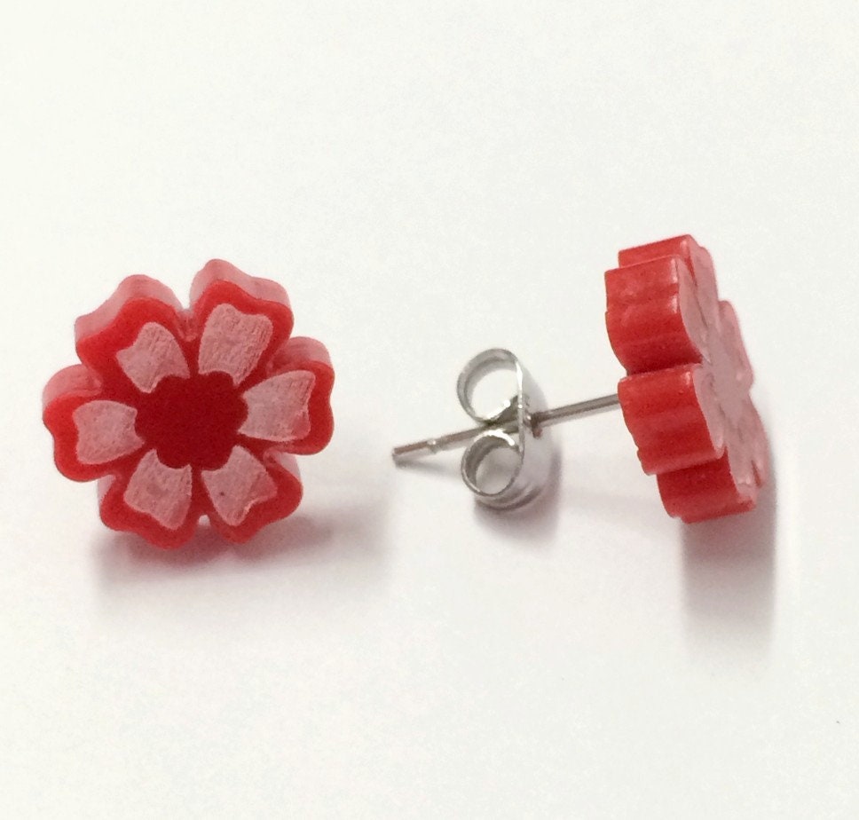 Flowers - Laser Cut Earrings / Studs - acrylic - more colours available