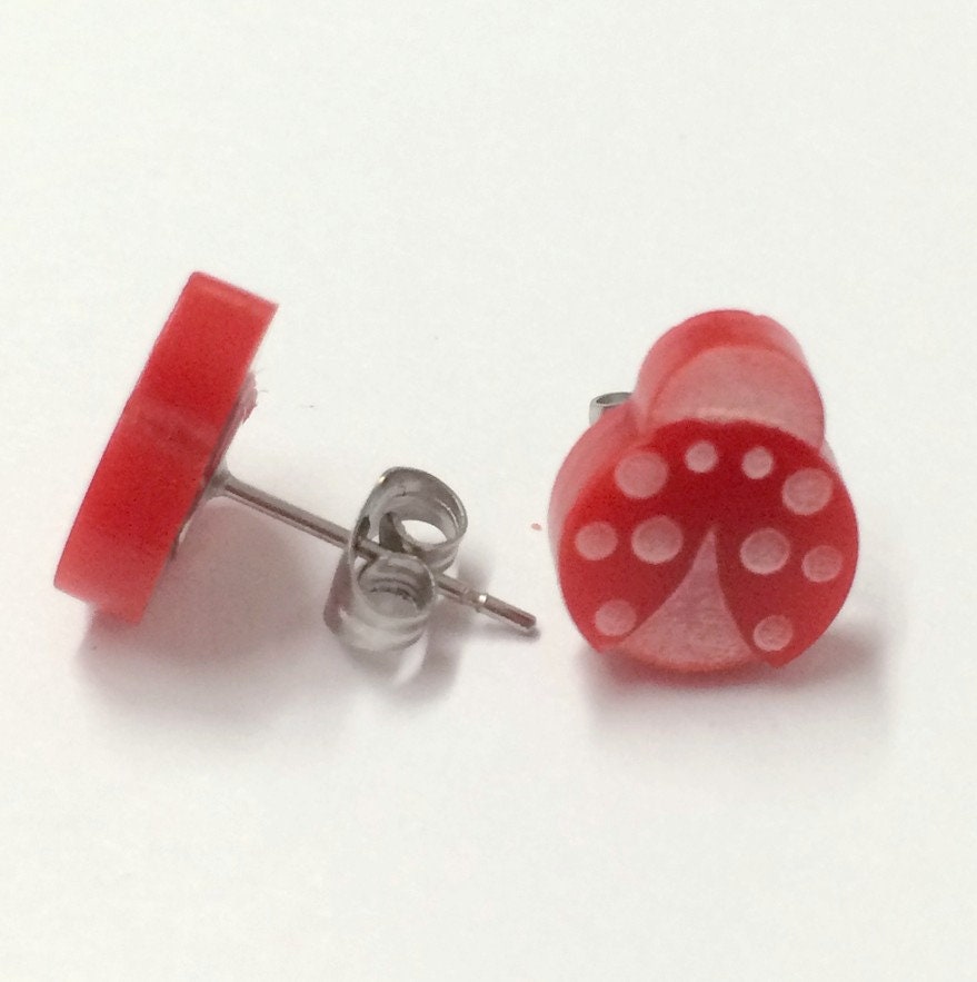 Ladybug - Laser Cut Earrings / Studs - acrylic - more colours available