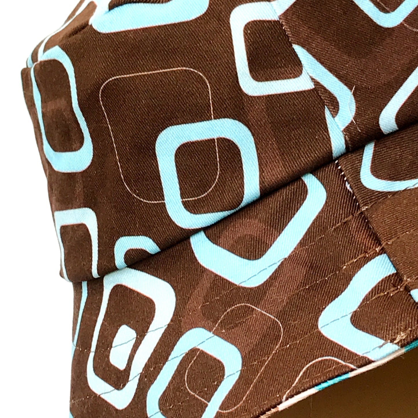 Reversible Bucket Hat - sizes 3 mths - 6 yrs - brown geometric print