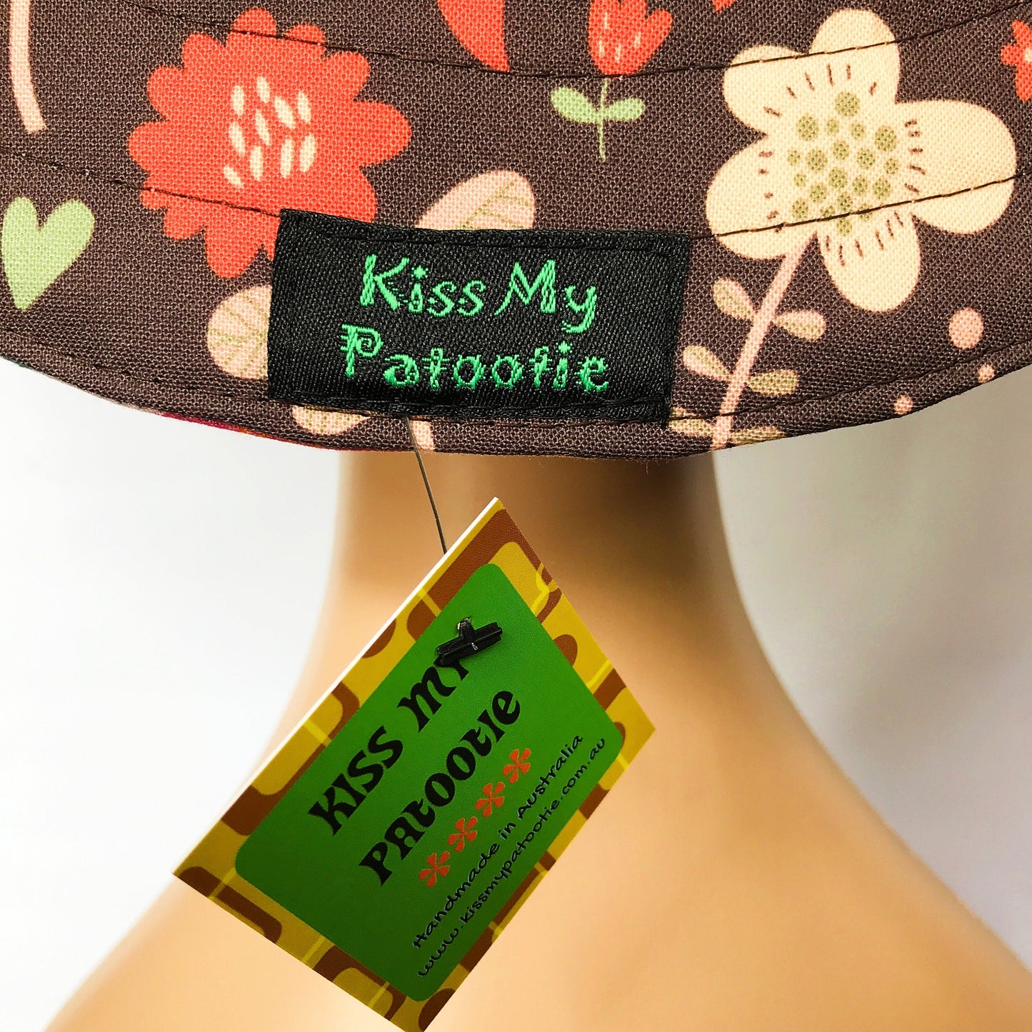 Reversible Sun Hat - Ladies & Girls sizes - brown / pink  floral