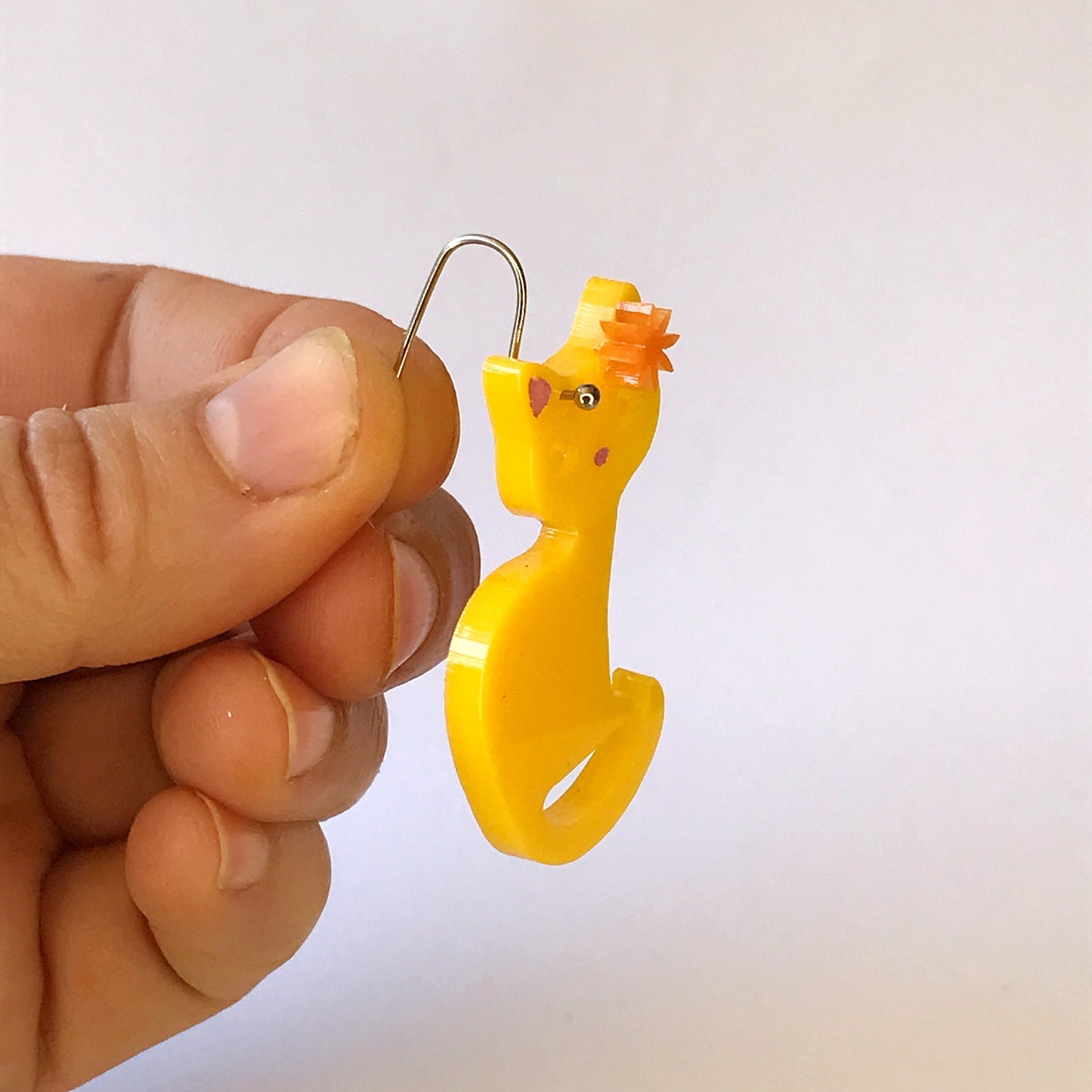 Kitty Cat Earrings - laser cut acrylic - yellow