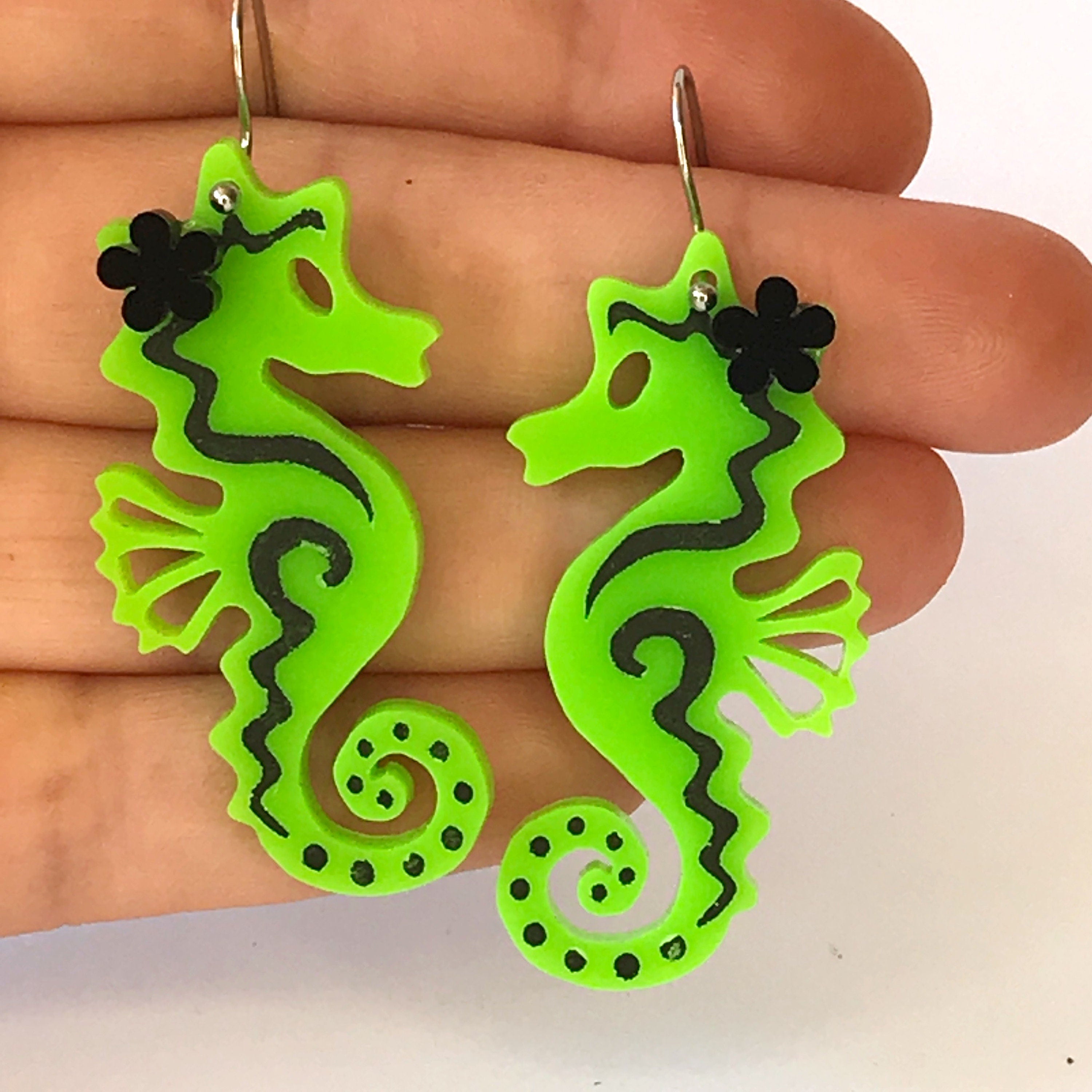 Green acrylic deals earrings