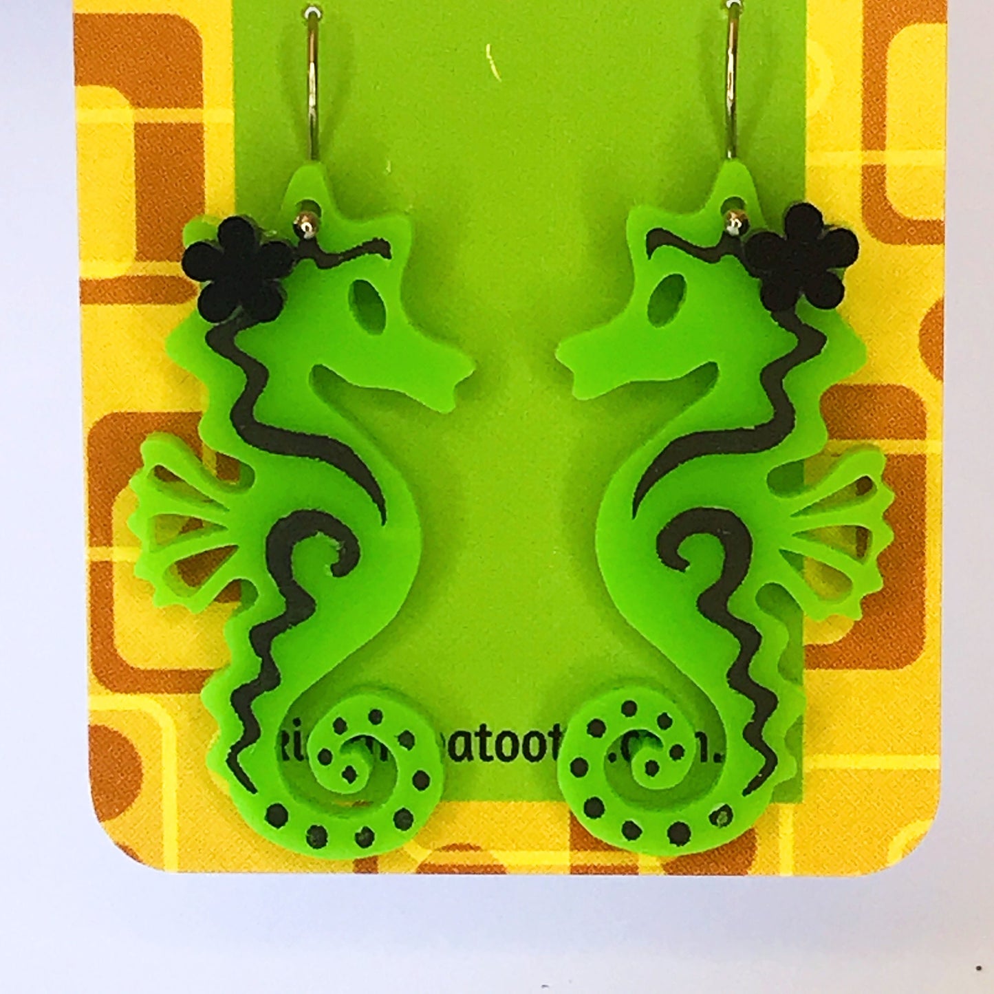 Seahorse Earrings - laser cut acrylic - green