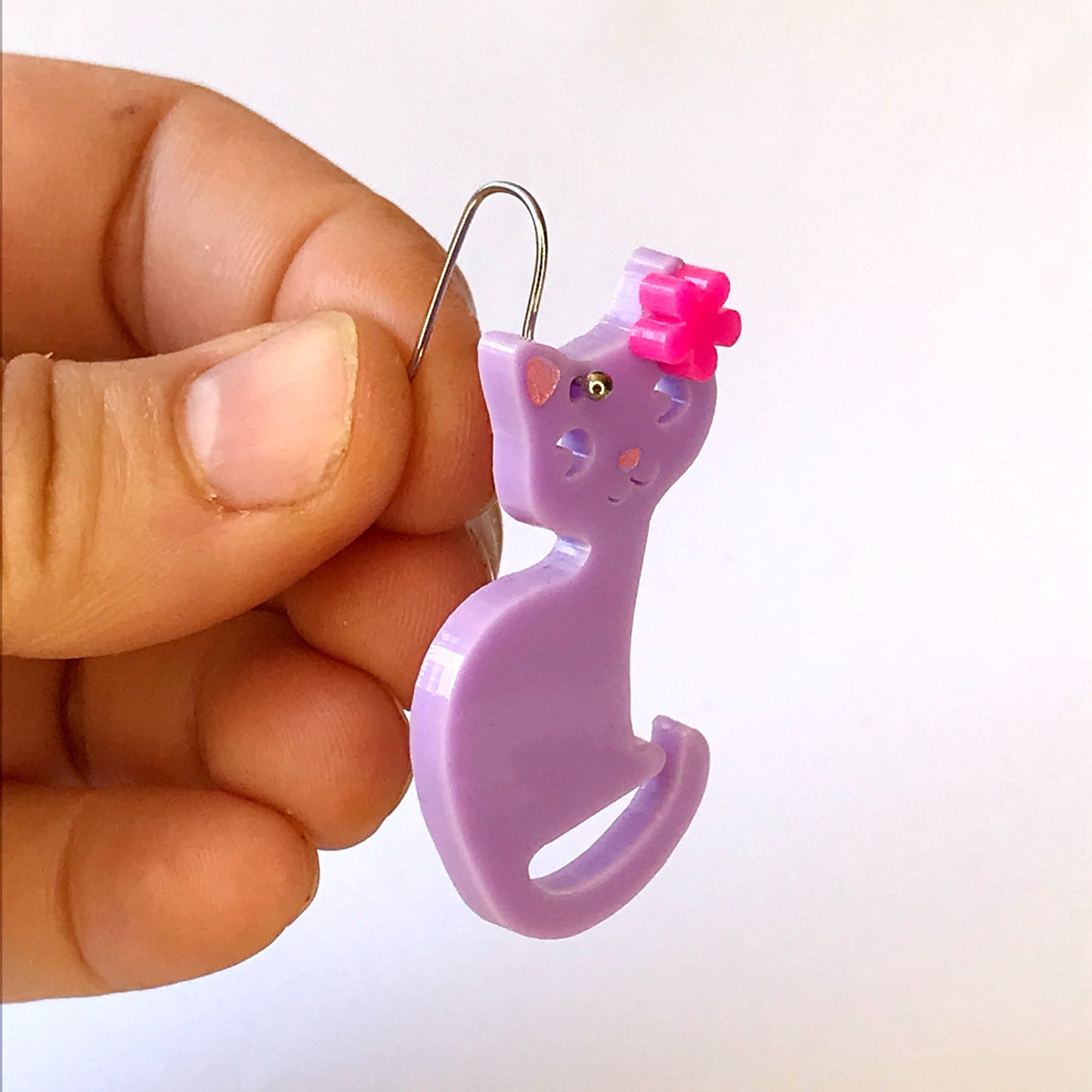 Kitty Cat Earrings - laser cut acrylic - purple