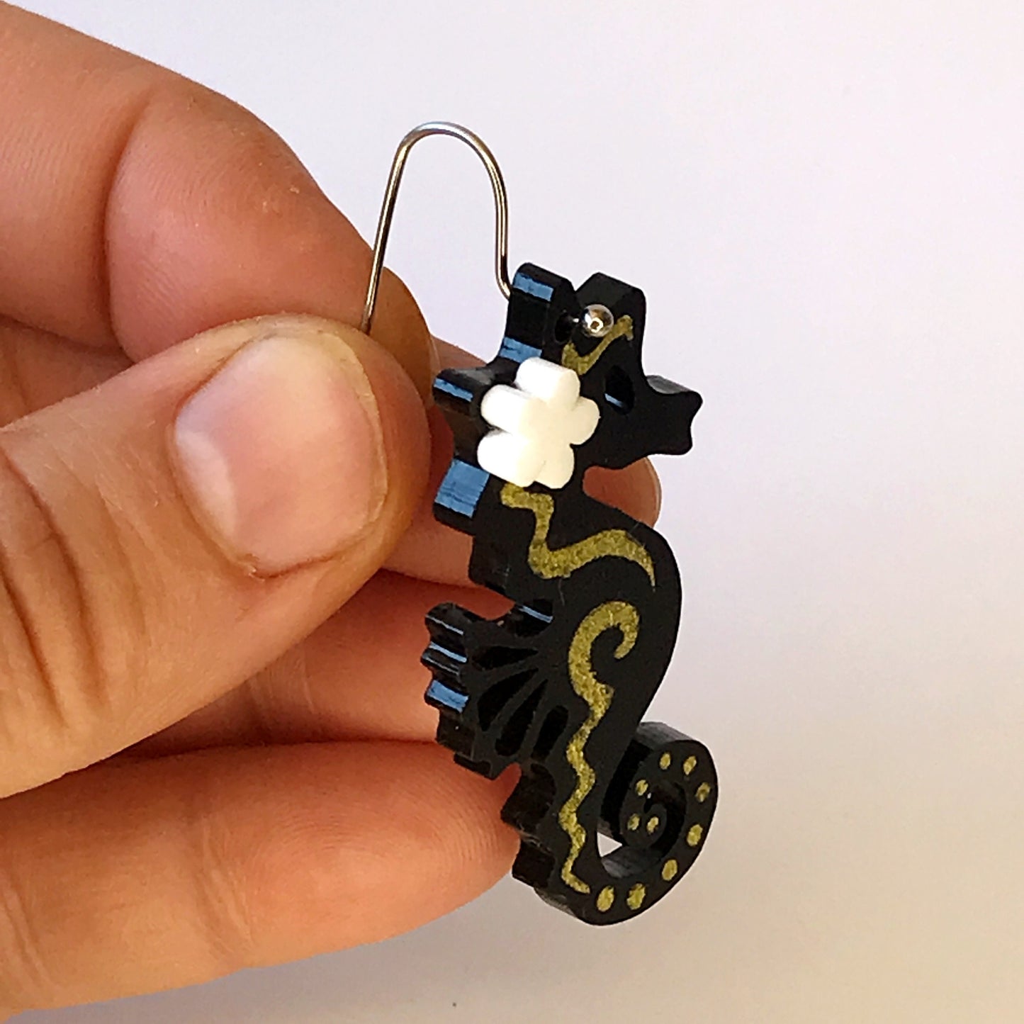 Seahorse Earrings - laser cut acrylic - black