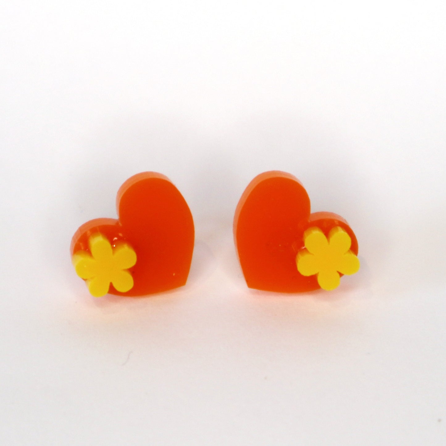 Heart laser cut acrylic earrings - orange