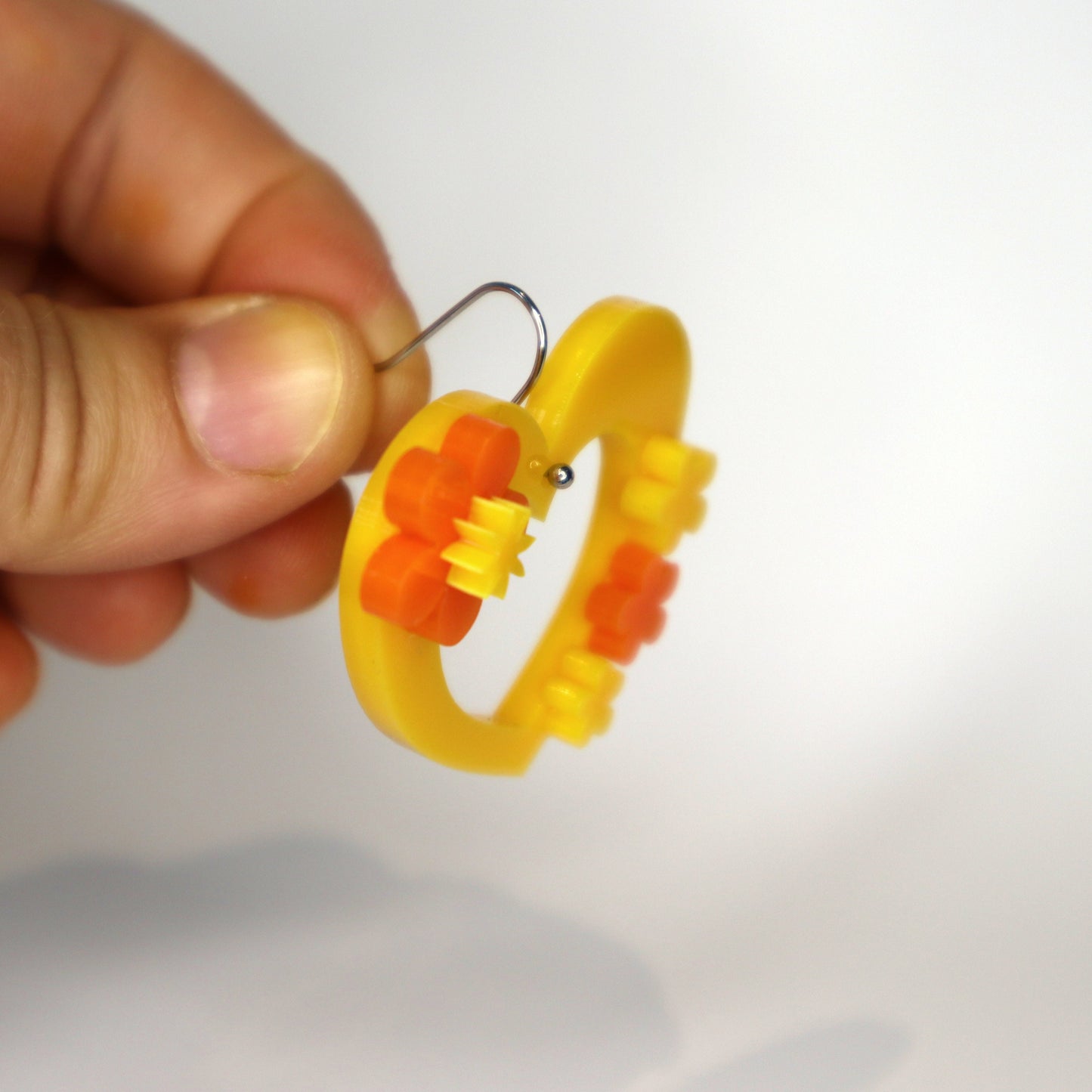 Love Heart Earrings - laser cut acrylic - yellow